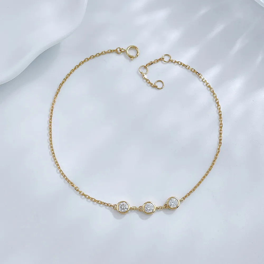 0.35 ctw Minimalist Round-Cut Lab-Grown Diamond Bracelet in 18K Yellow Gold