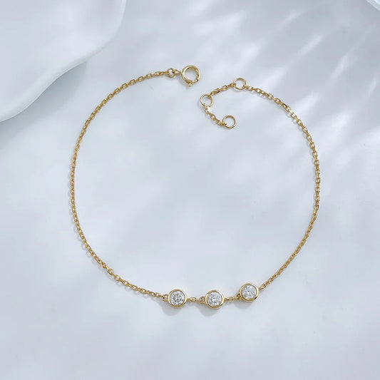 0.35 ctw Minimalist Round-Cut Lab-Grown Diamond Bracelet in 18K Yellow Gold