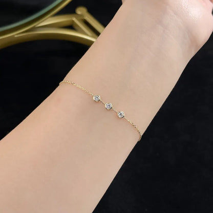 0.35 ctw Minimalist Round-Cut Lab-Grown Diamond Bracelet in 18K Yellow Gold