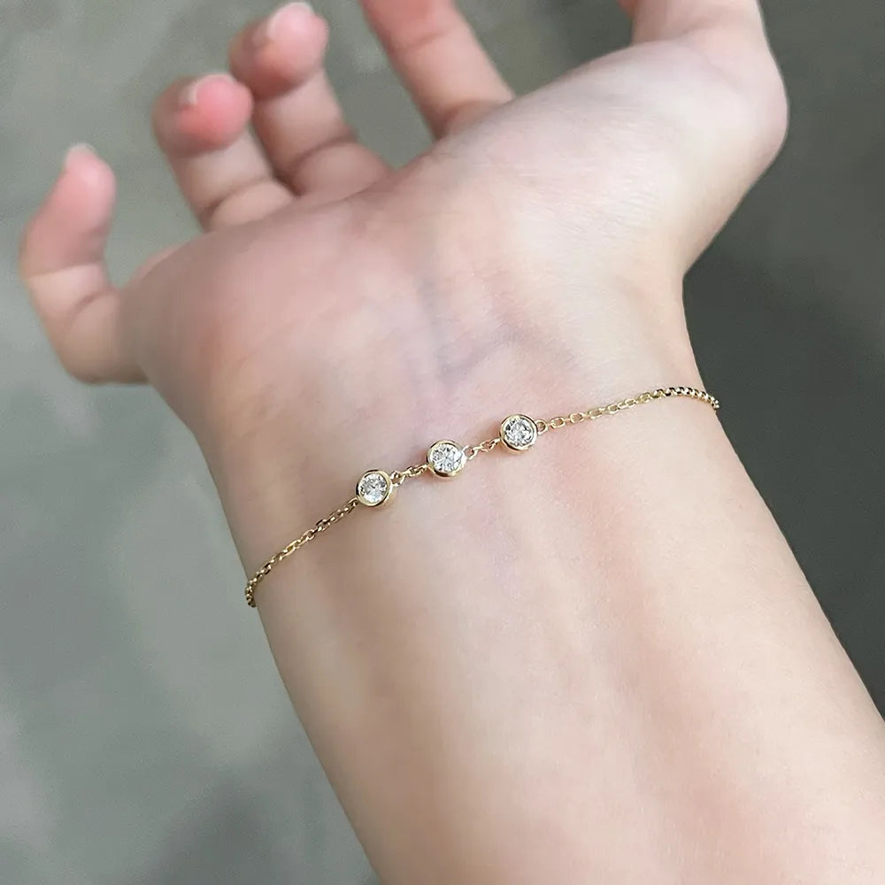 0.35 ctw Minimalist Round-Cut Lab-Grown Diamond Bracelet in 18K Yellow Gold