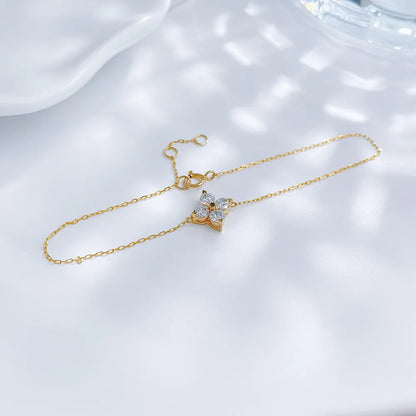 0.48 ctw Four-Leaf Clover Round-Cut Lab-Grown Diamond Bracelet in 18K Yellow Gold
