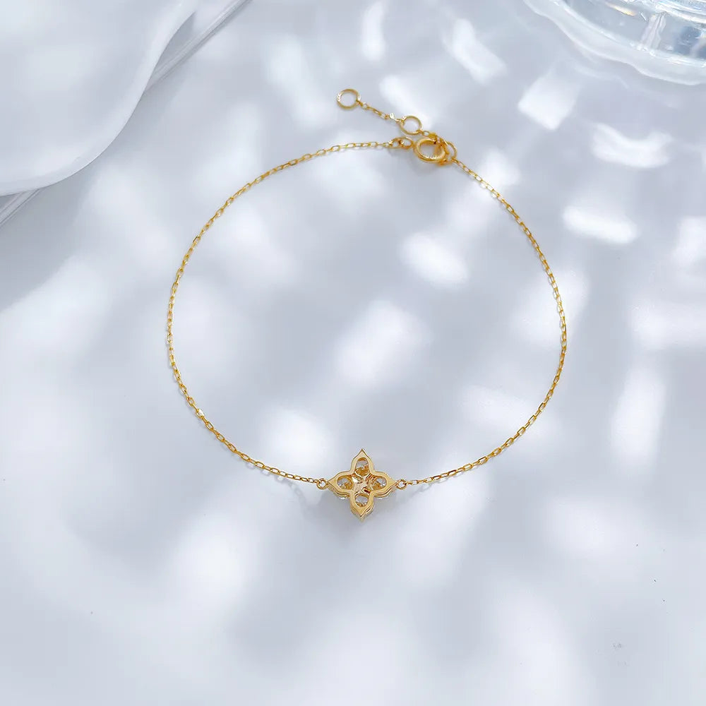 0.48 ctw Four-Leaf Clover Round-Cut Lab-Grown Diamond Bracelet in 18K Yellow Gold