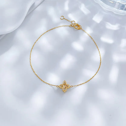 0.48 ctw Four-Leaf Clover Round-Cut Lab-Grown Diamond Bracelet in 18K Yellow Gold