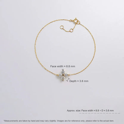 0.48 ctw Four-Leaf Clover Round-Cut Lab-Grown Diamond Bracelet in 18K Yellow Gold