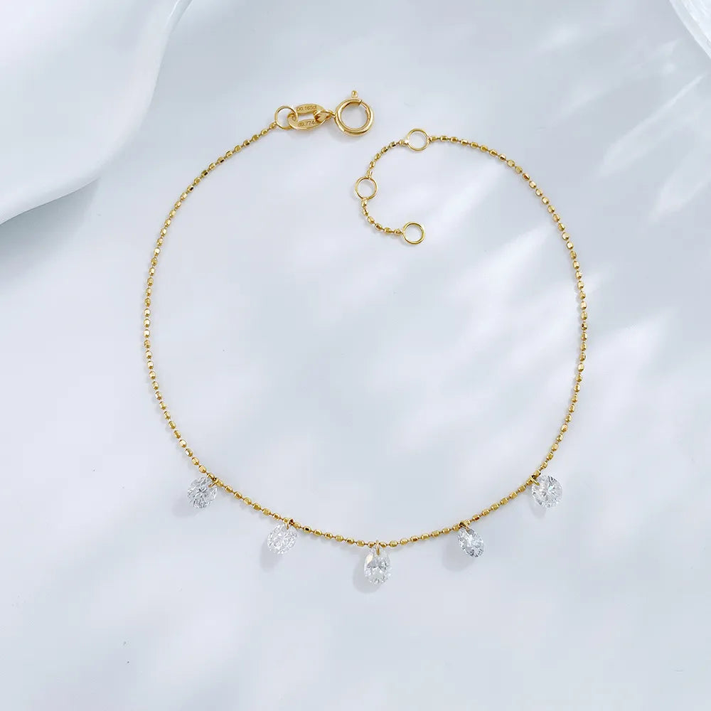 0.88 ctw Adjustable Pear-Cut Lab-Grown Diamond Bracelet in 18K Yellow Gold