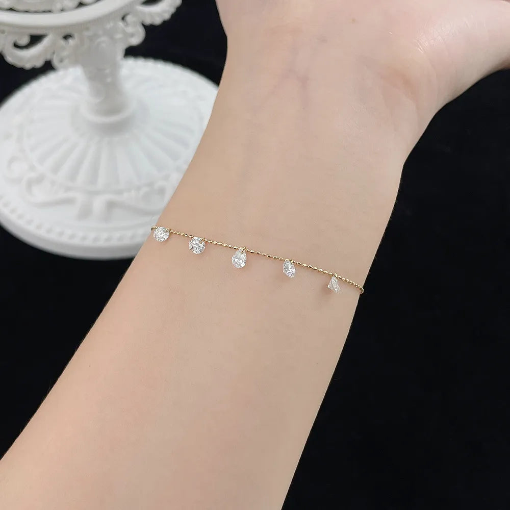 0.88 ctw Adjustable Pear-Cut Lab-Grown Diamond Bracelet in 18K Yellow Gold