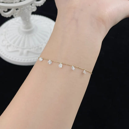 0.88 ctw Adjustable Pear-Cut Lab-Grown Diamond Bracelet in 18K Yellow Gold