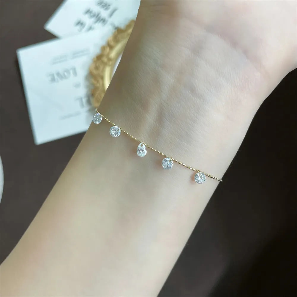 0.88 ctw Adjustable Pear-Cut Lab-Grown Diamond Bracelet in 18K Yellow Gold