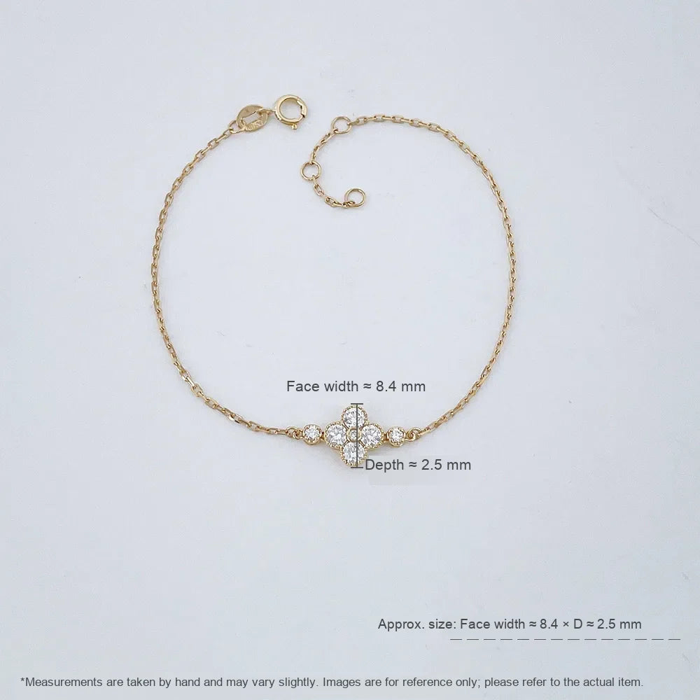 0.49 ctw Four-Leaf Clover Adjustable Round-Cut Lab-Grown Diamond Bracelet in 18K Yellow Gold