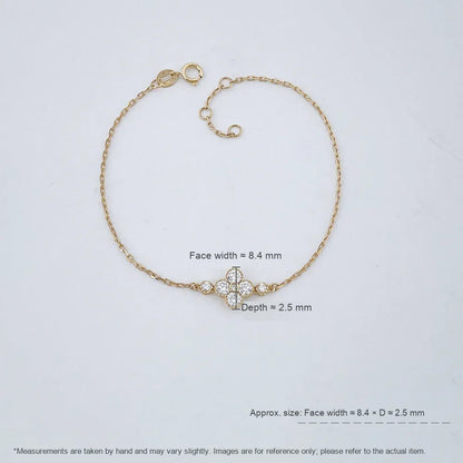 0.49 ctw Four-Leaf Clover Adjustable Round-Cut Lab-Grown Diamond Bracelet in 18K Yellow Gold
