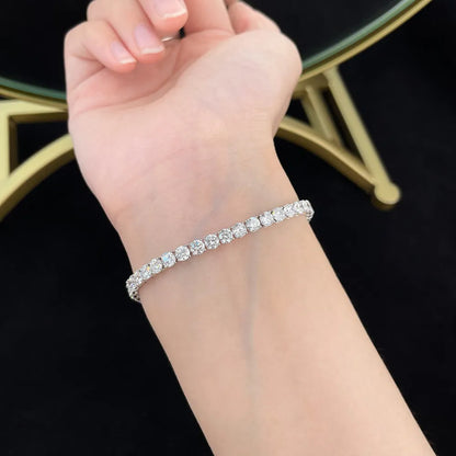 3.01 ctw Statement Round-Cut Lab-Grown Diamond Bracelet in 18K White Gold