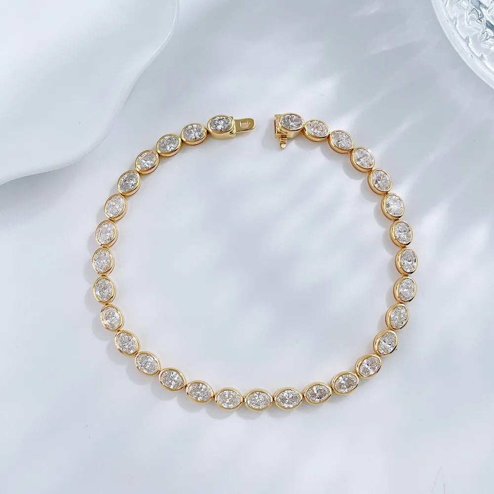 6.13 ctw Oval-Cut Lab-Grown Diamond Bracelet in 18K Yellow Gold