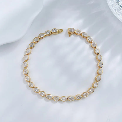 6.13 ctw Oval-Cut Lab-Grown Diamond Bracelet in 18K Yellow Gold