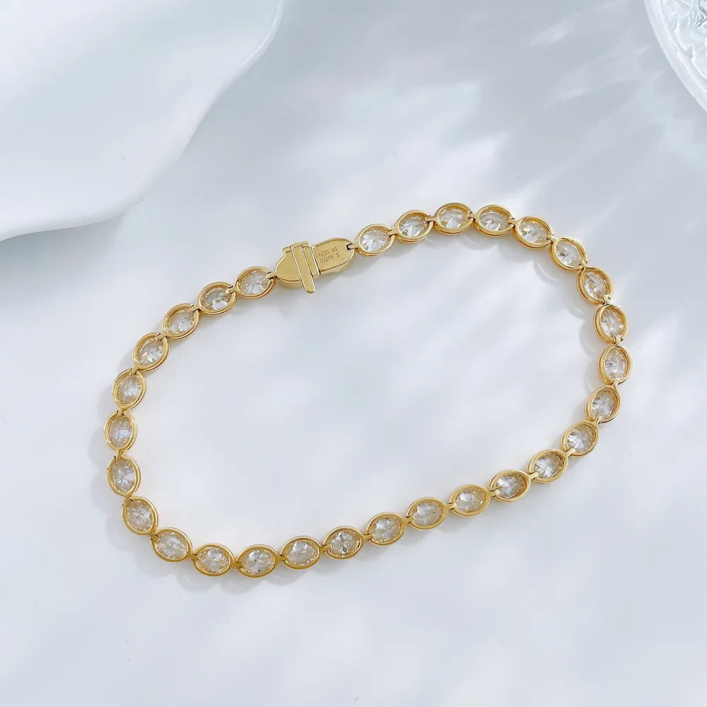6.13 ctw Oval-Cut Lab-Grown Diamond Bracelet in 18K Yellow Gold