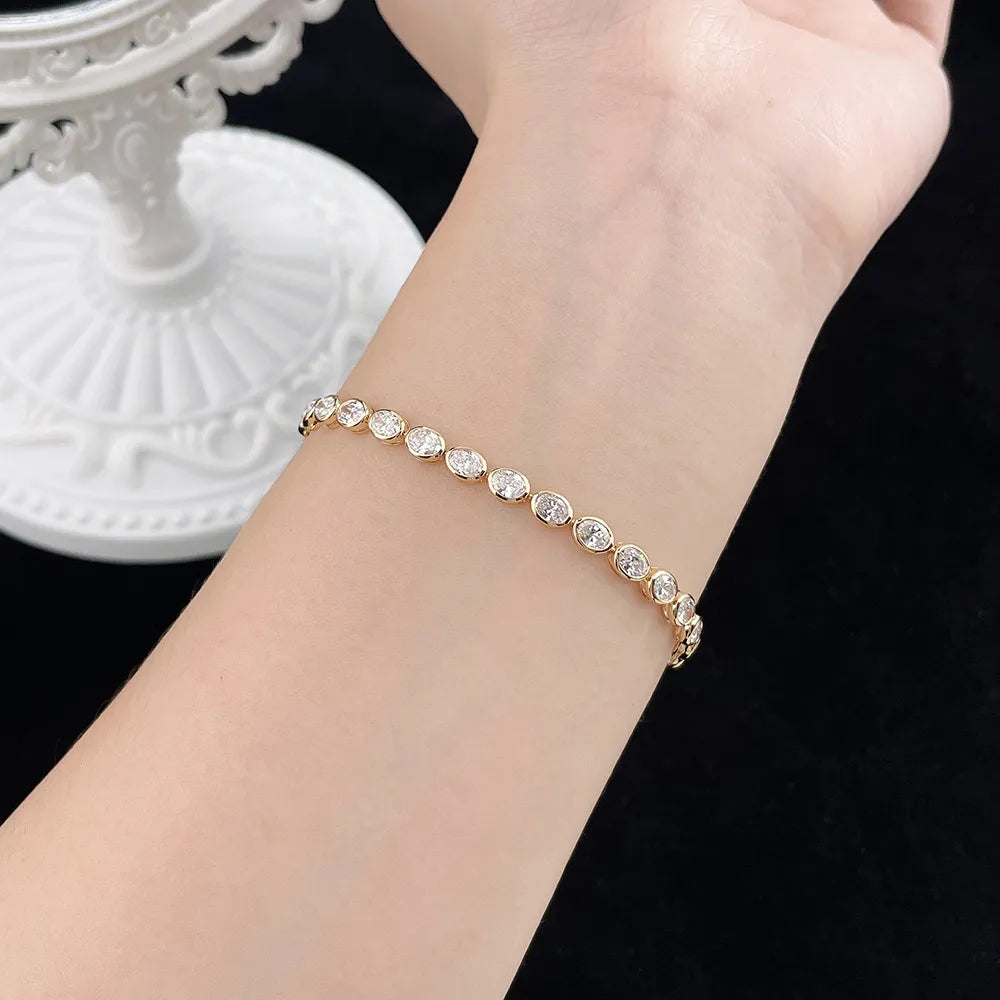 6.13 ctw Oval-Cut Lab-Grown Diamond Bracelet in 18K Yellow Gold