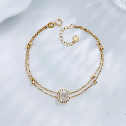1.16 ctw Celestial Adjustable Emerald-Cut Lab-Grown Diamond Bracelet in 18K Yellow Gold