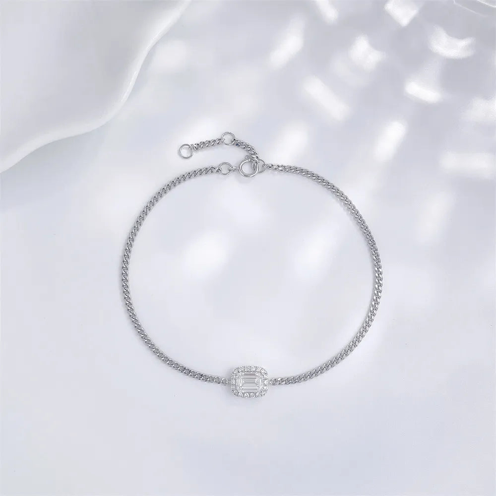 0.68 ctw Four-Prong Emerald-Cut Lab-Grown Diamond Bracelet in 18K White Gold