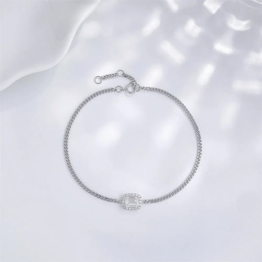 0.68 ctw Four-Prong Emerald-Cut Lab-Grown Diamond Bracelet in 18K White Gold