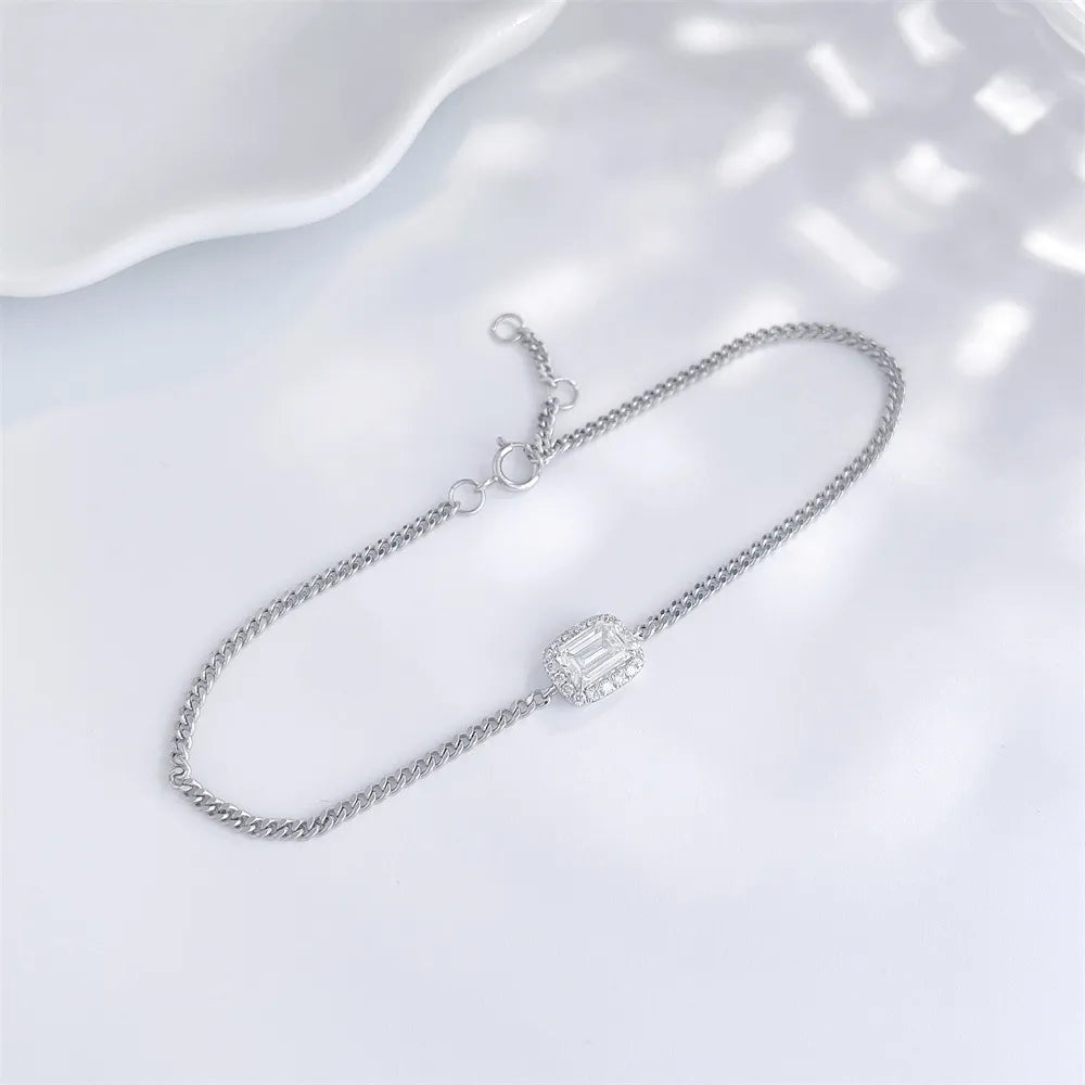 0.68 ctw Four-Prong Emerald-Cut Lab-Grown Diamond Bracelet in 18K White Gold