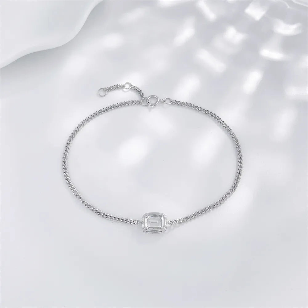0.68 ctw Four-Prong Emerald-Cut Lab-Grown Diamond Bracelet in 18K White Gold