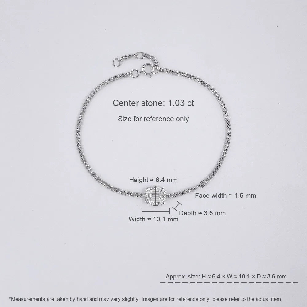 0.68 ctw Four-Prong Emerald-Cut Lab-Grown Diamond Bracelet in 18K White Gold