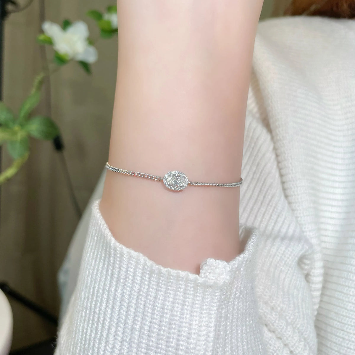 0.56 ctw Four-Prong Round-Cut Lab-Grown Diamond Bracelet in 18K White Gold