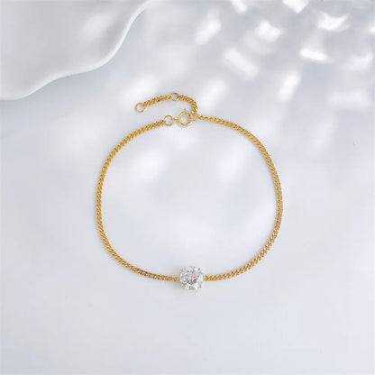 1.01 ctw Minimalist Four-Prong Round-Cut Lab-Grown Diamond Bracelet in 18K Yellow Gold