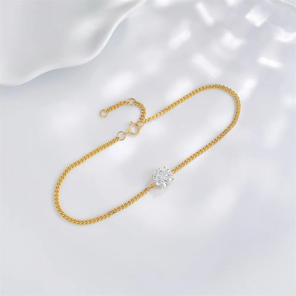 1.01 ctw Minimalist Four-Prong Round-Cut Lab-Grown Diamond Bracelet in 18K Yellow Gold