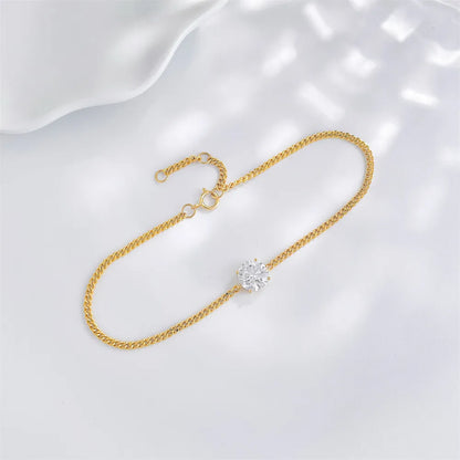 1.01 ctw Minimalist Four-Prong Round-Cut Lab-Grown Diamond Bracelet in 18K Yellow Gold