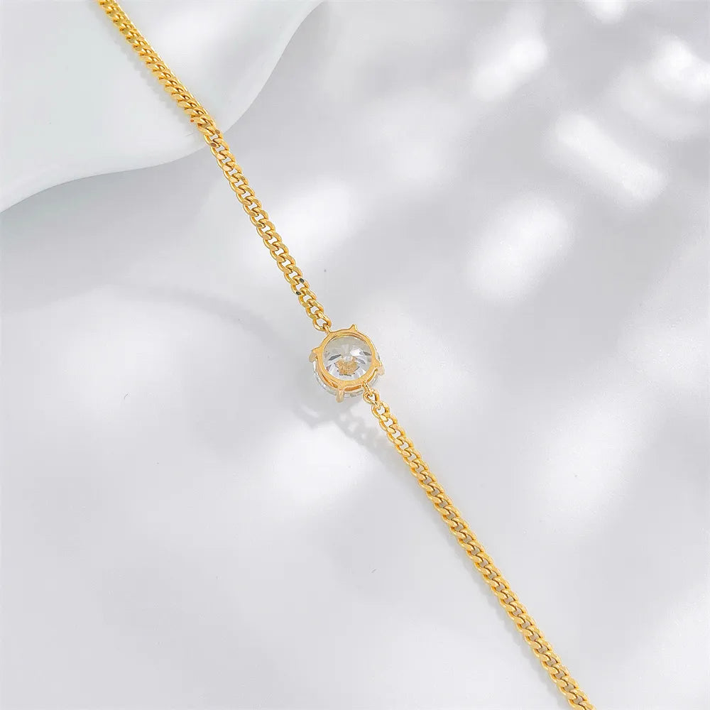 1.01 ctw Minimalist Four-Prong Round-Cut Lab-Grown Diamond Bracelet in 18K Yellow Gold
