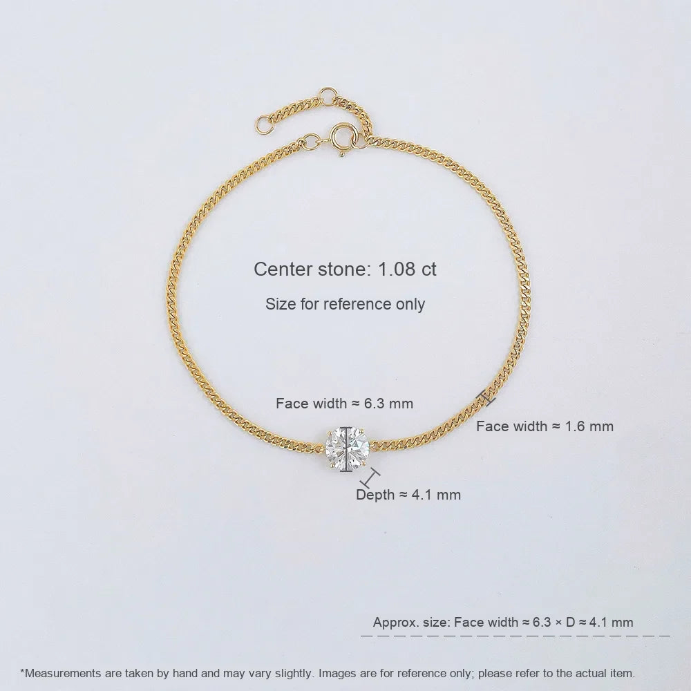 1.01 ctw Minimalist Four-Prong Round-Cut Lab-Grown Diamond Bracelet in 18K Yellow Gold