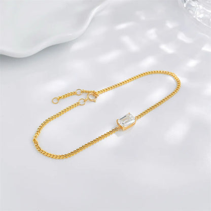 1.06 ctw Minimalist Four-Prong Emerald-Cut Lab-Grown Diamond Bracelet in 18K Yellow Gold