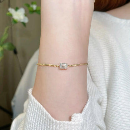 1.06 ctw Minimalist Four-Prong Emerald-Cut Lab-Grown Diamond Bracelet in 18K Yellow Gold