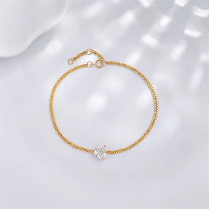 1.02 ctw Three-Prong Heart-Cut Lab-Grown Diamond Bracelet in 18K Yellow Gold