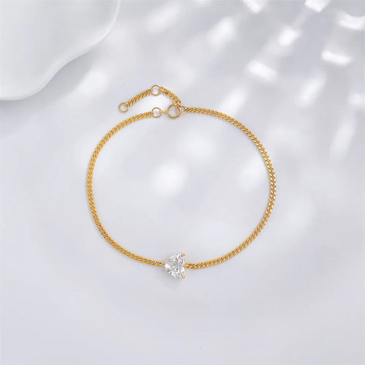 1.02 ctw Three-Prong Heart-Cut Lab-Grown Diamond Bracelet in 18K Yellow Gold