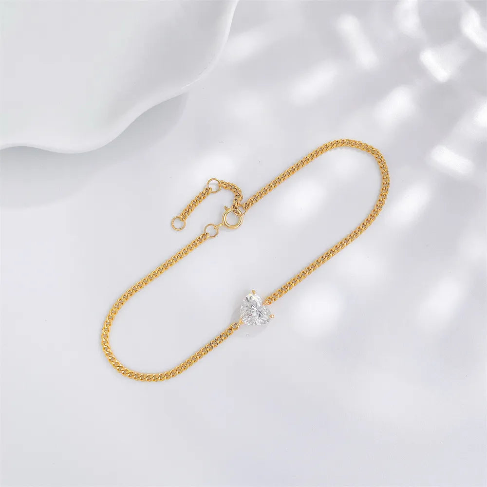 1.02 ctw Three-Prong Heart-Cut Lab-Grown Diamond Bracelet in 18K Yellow Gold