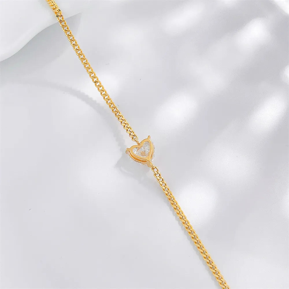 1.02 ctw Three-Prong Heart-Cut Lab-Grown Diamond Bracelet in 18K Yellow Gold