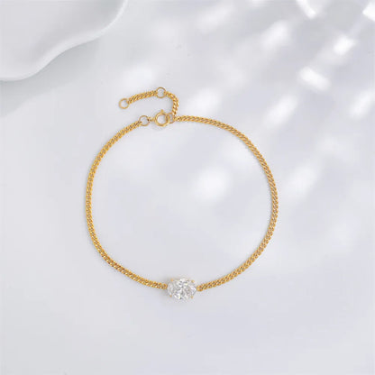 1.02 ctw Minimalist Four-Prong Oval-Cut Lab-Grown Diamond Bracelet in 18K Yellow Gold