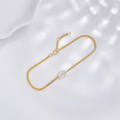 1.02 ctw Minimalist Four-Prong Oval-Cut Lab-Grown Diamond Bracelet in 18K Yellow Gold
