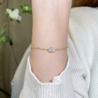 1.02 ctw Minimalist Four-Prong Oval-Cut Lab-Grown Diamond Bracelet in 18K Yellow Gold