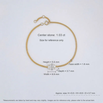 1.02 ctw Minimalist Four-Prong Oval-Cut Lab-Grown Diamond Bracelet in 18K Yellow Gold