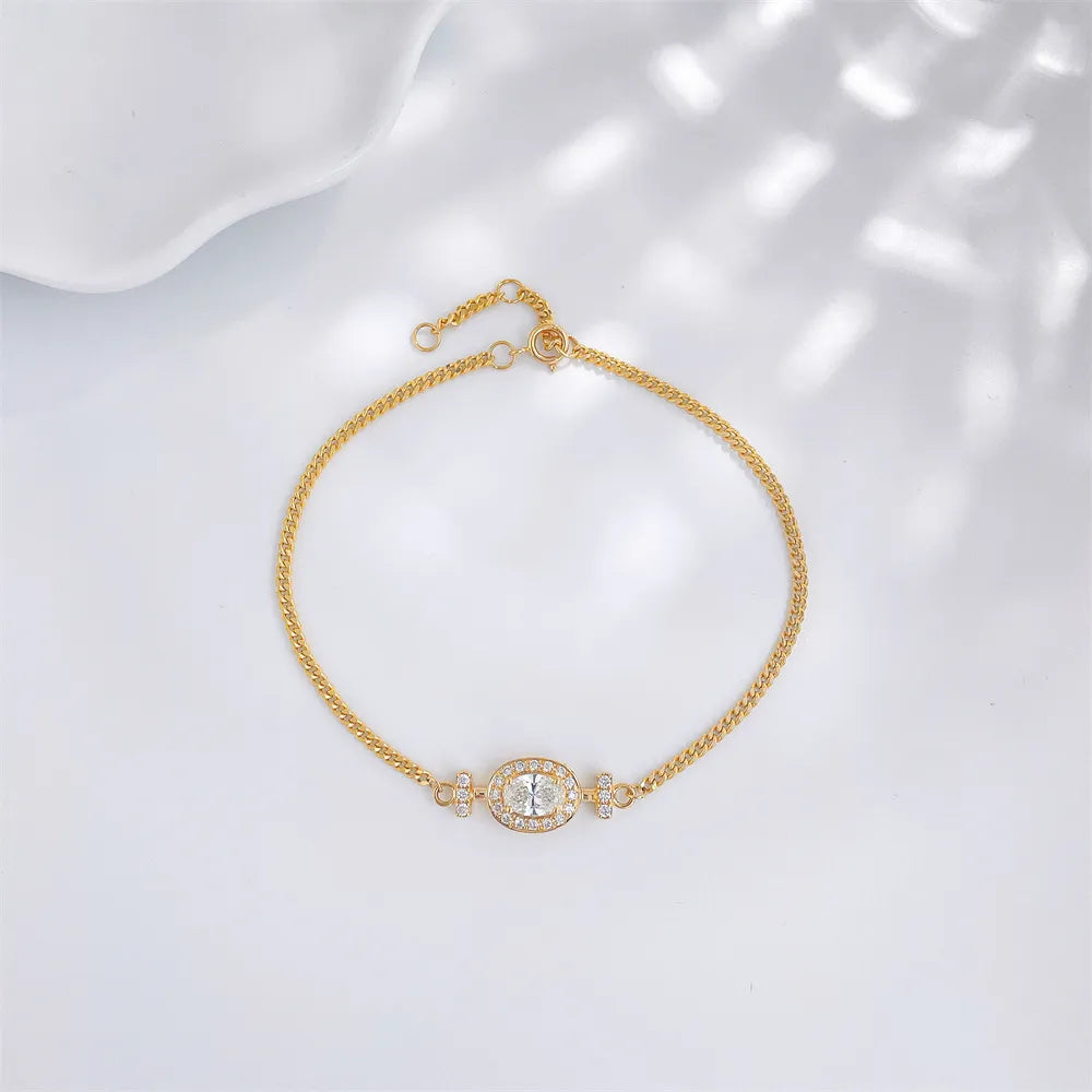 0.64 ctw Four-Prong Oval-Cut Lab-Grown Diamond Bracelet in 18K Yellow Gold
