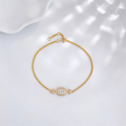 0.64 ctw Four-Prong Oval-Cut Lab-Grown Diamond Bracelet in 18K Yellow Gold