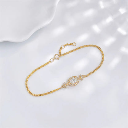 0.64 ctw Four-Prong Oval-Cut Lab-Grown Diamond Bracelet in 18K Yellow Gold
