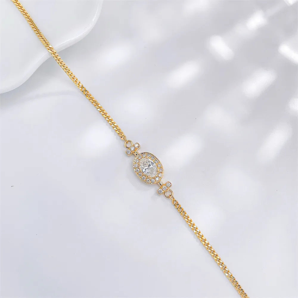 0.64 ctw Four-Prong Oval-Cut Lab-Grown Diamond Bracelet in 18K Yellow Gold