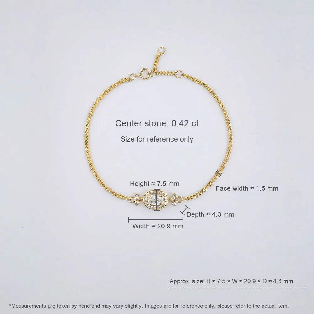 0.64 ctw Four-Prong Oval-Cut Lab-Grown Diamond Bracelet in 18K Yellow Gold