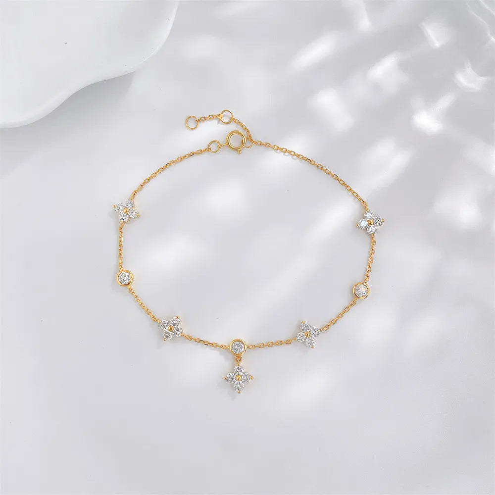 1.14 ctw Botanical Cluster Mixed-Cut Lab-Grown Diamond Bracelet in 18K Yellow Gold