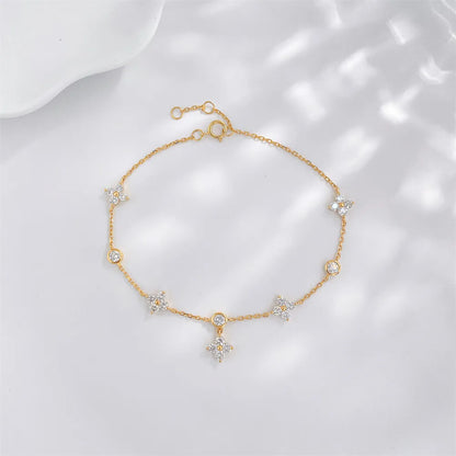 1.14 ctw Botanical Cluster Mixed-Cut Lab-Grown Diamond Bracelet in 18K Yellow Gold