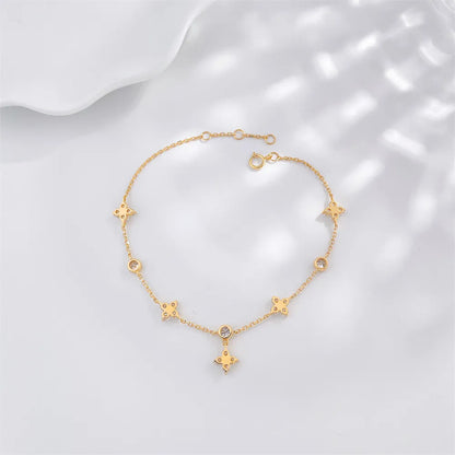 1.14 ctw Botanical Cluster Mixed-Cut Lab-Grown Diamond Bracelet in 18K Yellow Gold