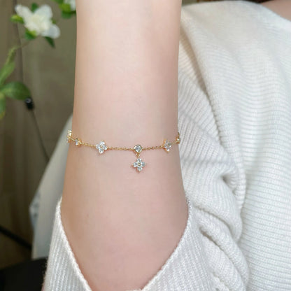 1.14 ctw Botanical Cluster Mixed-Cut Lab-Grown Diamond Bracelet in 18K Yellow Gold